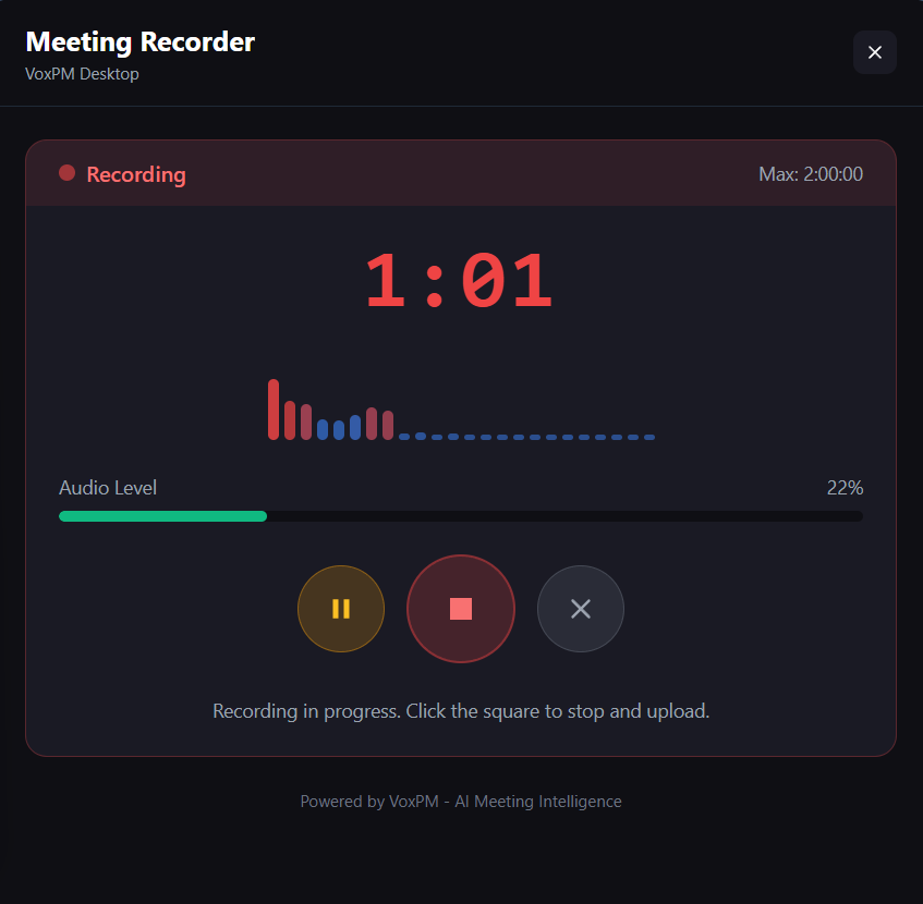 VoxPM Meeting Recorder Interface